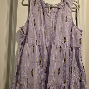 Purple Sleeveless Dress with Pattern